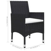 vidaXL 3 pcs conjunto de jantar para jardim preto