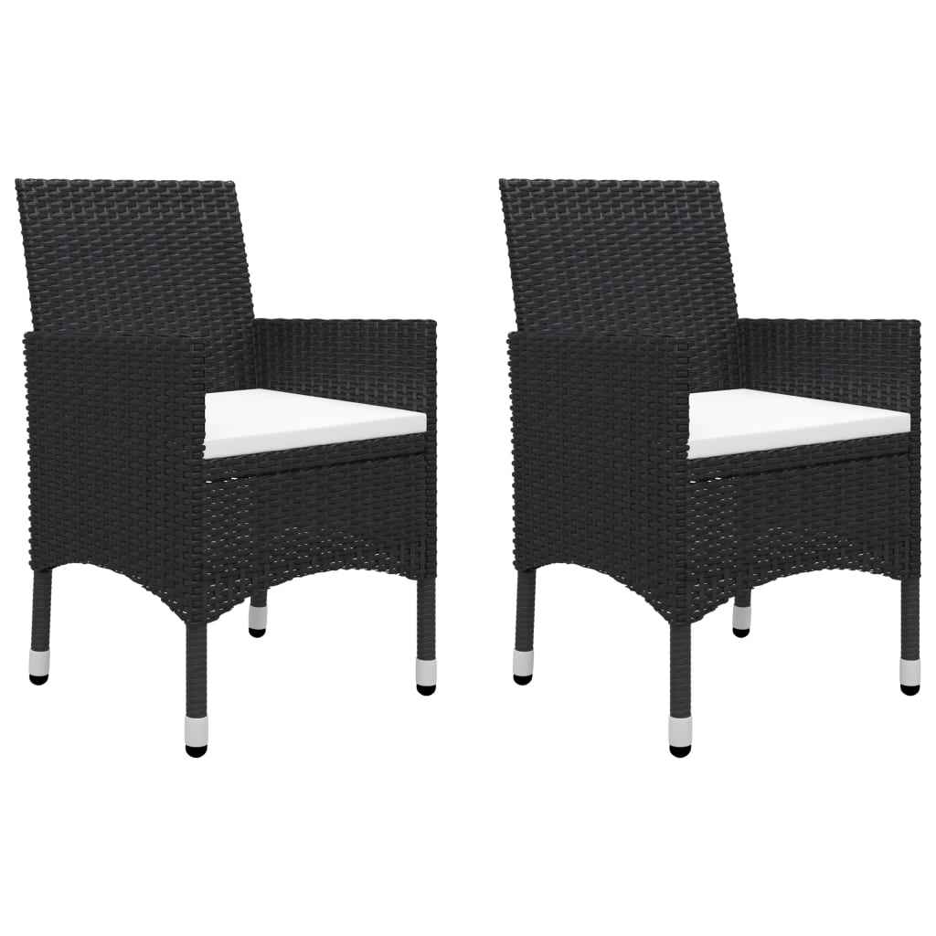 vidaXL 3 pcs conjunto de jantar para jardim preto