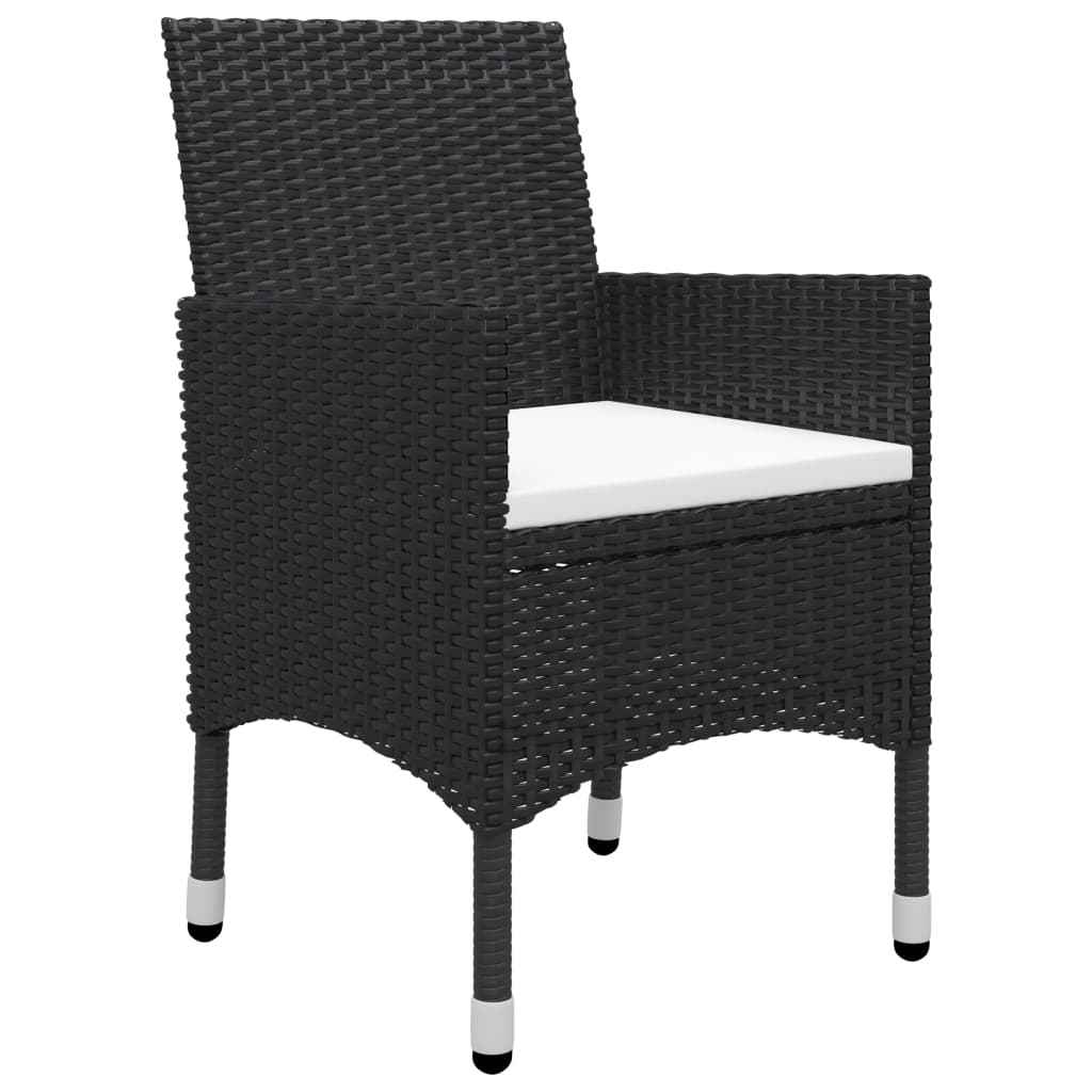 vidaXL 3 pcs conjunto de jantar para jardim preto