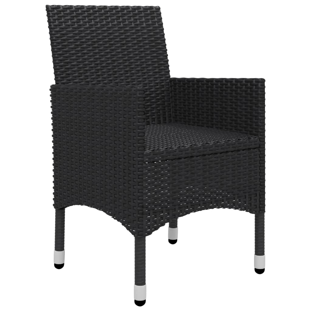 vidaXL 3 pcs conjunto de jantar para jardim preto
