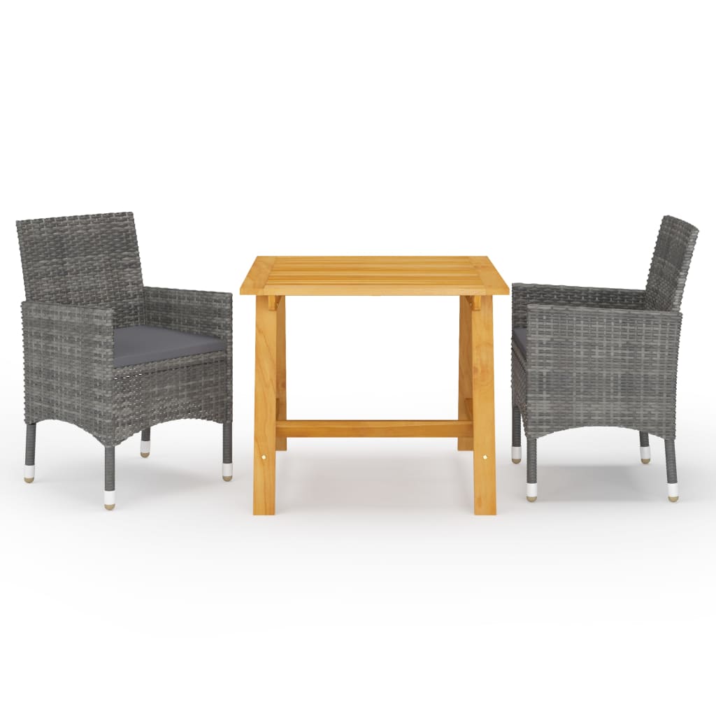 vidaXL 3 pcs conjunto de jantar para jardim preto