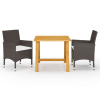 vidaXL 3 pcs conjunto de jantar para jardim preto