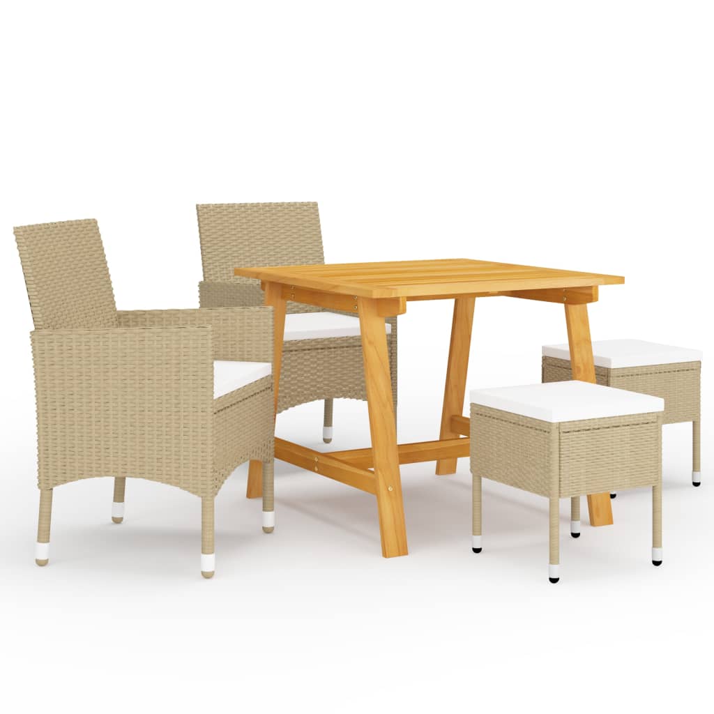 vidaXL 5 pcs conjunto de jantar para jardim preto
