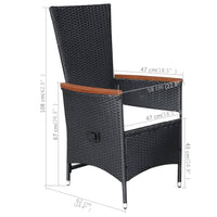 vidaXL 3 pcs conjunto de jantar para jardim preto