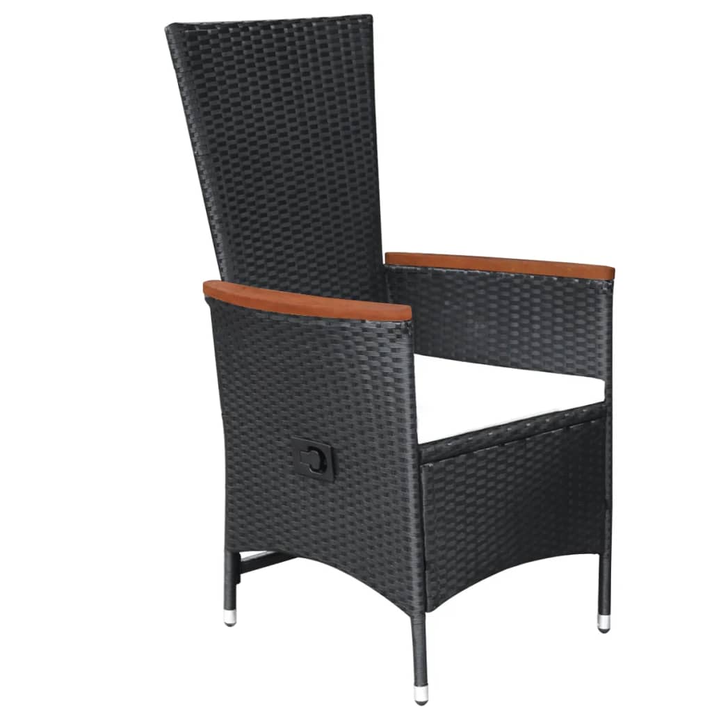 vidaXL 3 pcs conjunto de jantar para jardim preto