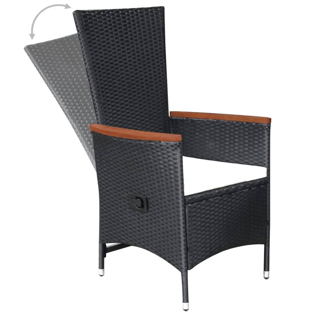 vidaXL 3 pcs conjunto de jantar para jardim preto