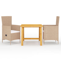 vidaXL 3 pcs conjunto de jantar para jardim preto