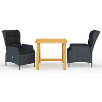 vidaXL 3 pcs conjunto de jantar para jardim cinzento-escuro