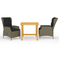 vidaXL 3 pcs conjunto de jantar para jardim cinzento-escuro