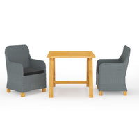 vidaXL 3 pcs conjunto de jantar para jardim cinzento-escuro