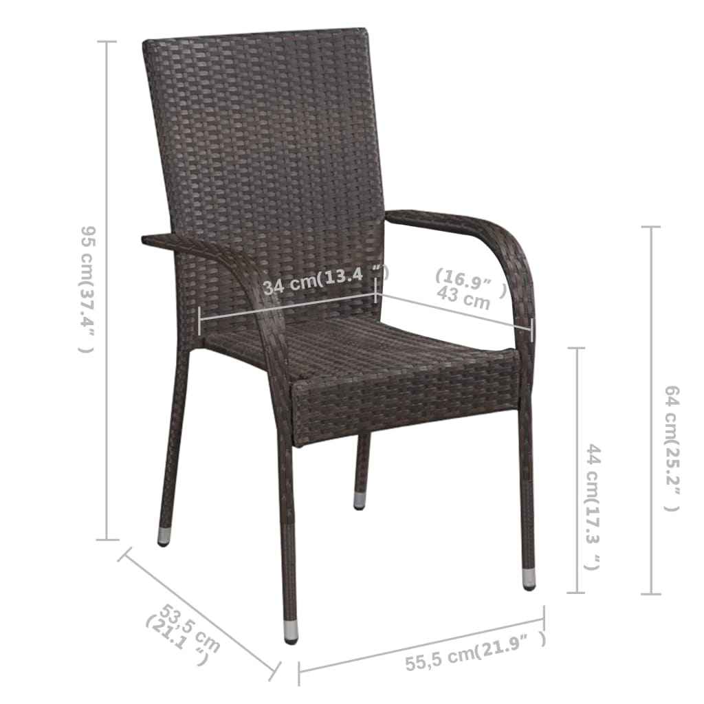 vidaXL 5 pcs conjunto de jantar para jardim castanho