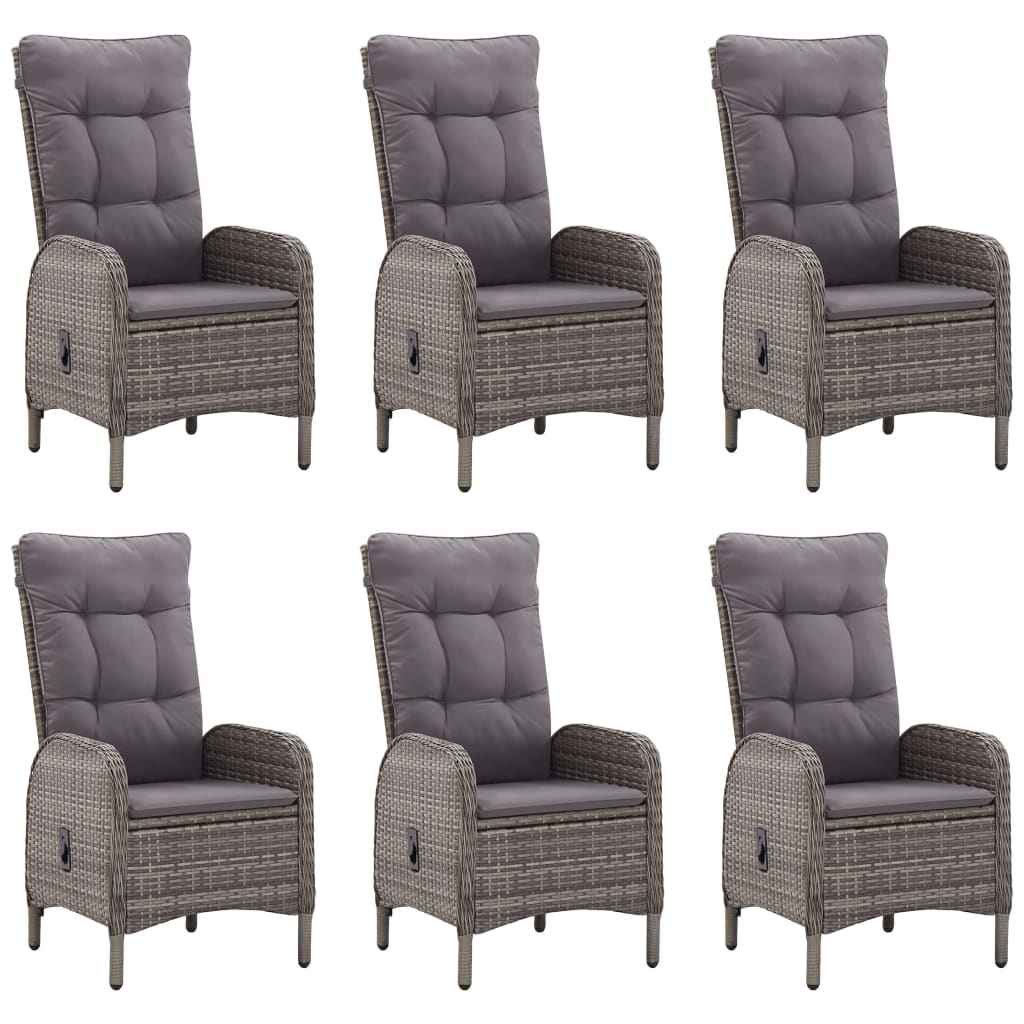 vidaXL 7 pcs conjunto de jantar para jardim cinzento