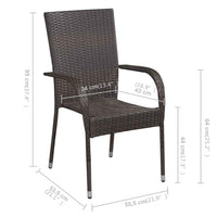 vidaXL 7 pcs conjunto de jantar para jardim castanho