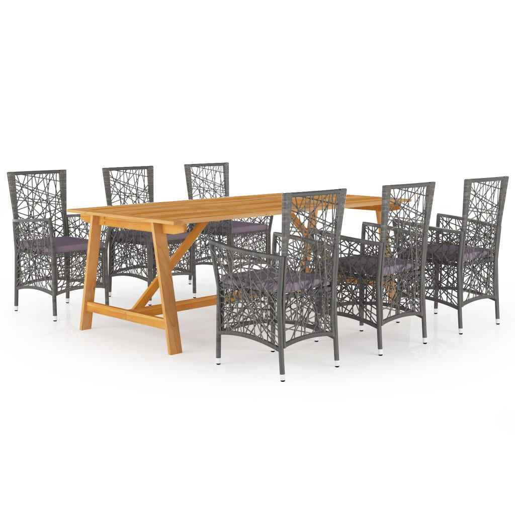 vidaXL 7 pcs conjunto de jantar para jardim cinzento