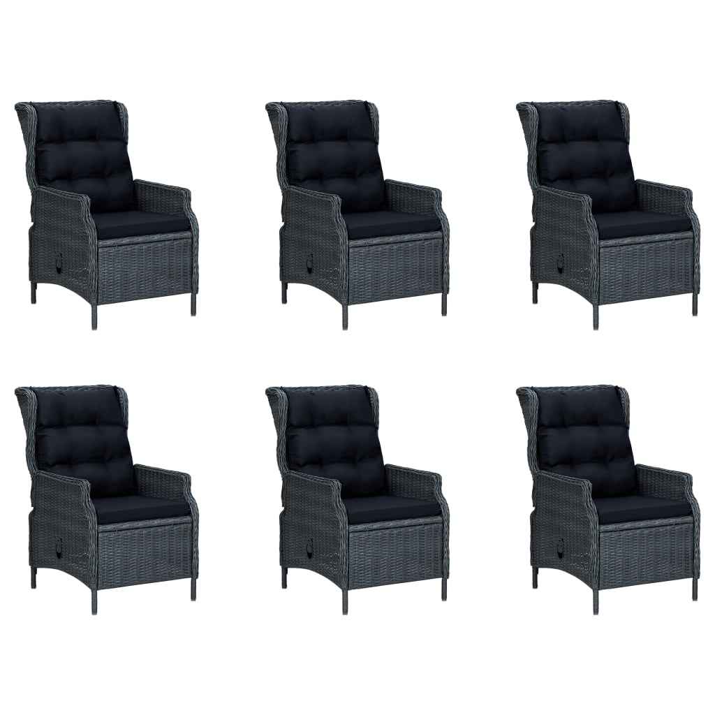 vidaXL 7 pcs conjunto de jantar para jardim cinzento-escuro