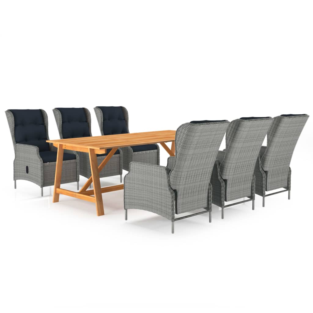 vidaXL 7 pcs conjunto de jantar para jardim cinzento-escuro