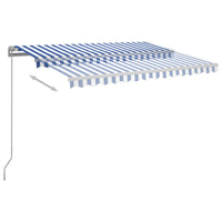vidaXL Toldo retrátil manual com LED 300x250 cm azul e branco
