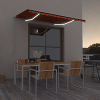 vidaXL Toldo retrátil manual com LED 300x250 cm azul e branco