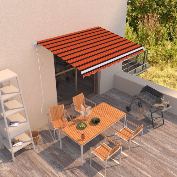 vidaXL Toldo retrátil automático 400x300 cm laranja e castanho