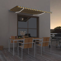 vidaXL Toldo retrátil manual com LED 300x250 cm azul e branco