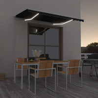 vidaXL Toldo retrátil manual com LED 300x250 cm azul e branco
