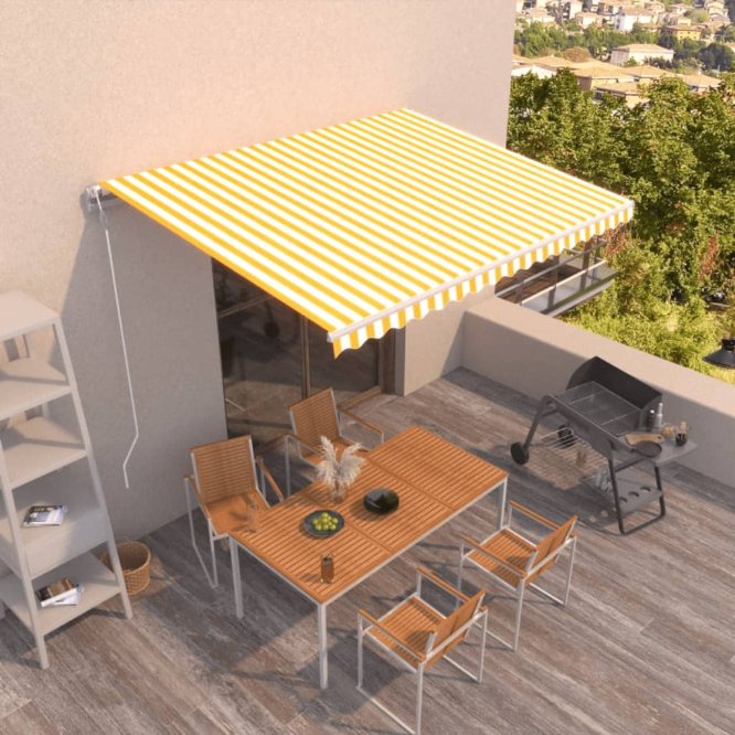 vidaXL Toldo retrátil automático 400x300 cm laranja e castanho