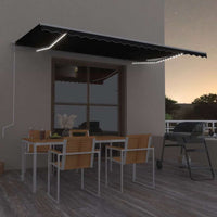 vidaXL Toldo com sensor de vento e LED 500x300 cm azul e branco