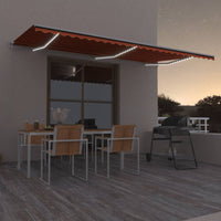 vidaXL Toldo com sensor de vento e LED 500x300 cm azul e branco