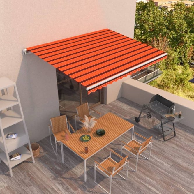 vidaXL Toldo retrátil manual 300x250 cm laranja e castanho
