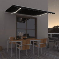 vidaXL Toldo retrátil manual com LED 300x250 cm azul e branco