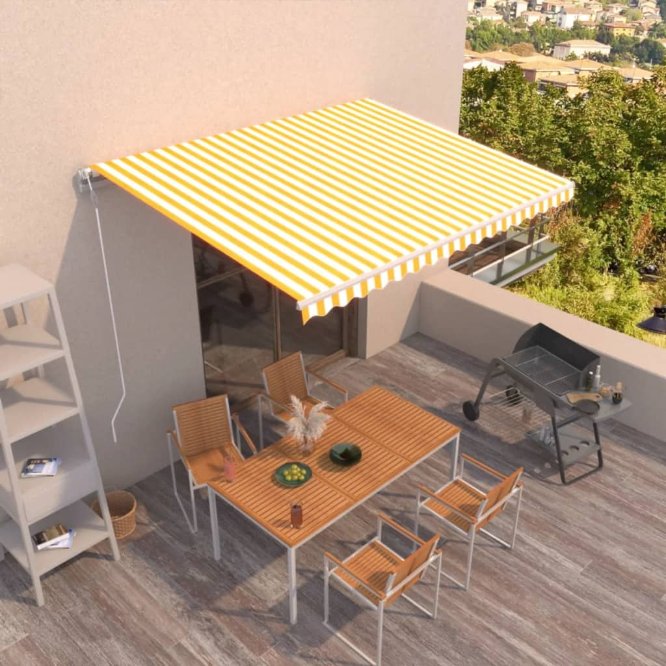 vidaXL Toldo retrátil automático 400x300 cm laranja e castanho
