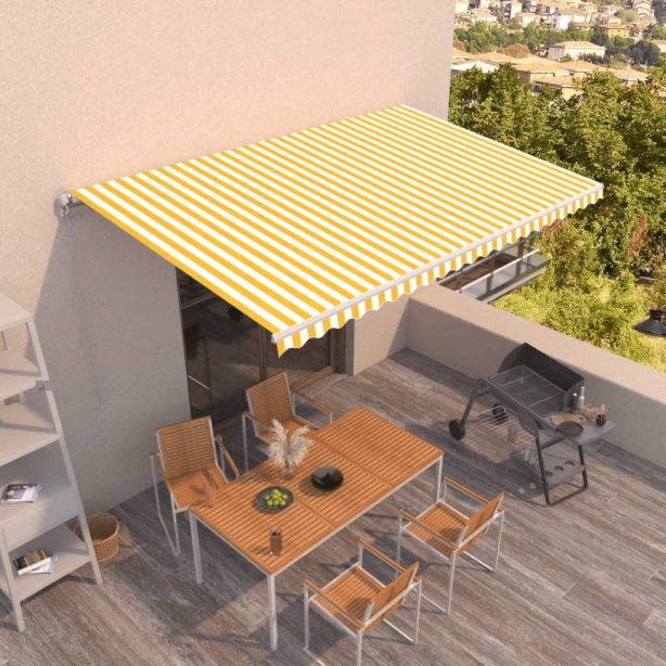 vidaXL Toldo retrátil manual 300x250 cm laranja e castanho