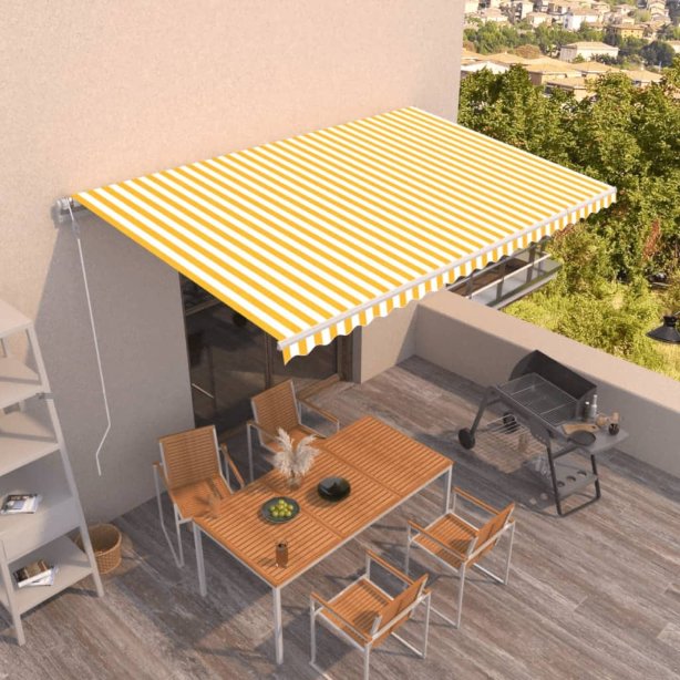 vidaXL Toldo retrátil automático 400x300 cm laranja e castanho