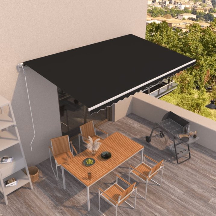 vidaXL Toldo retrátil automático 400x300 cm laranja e castanho