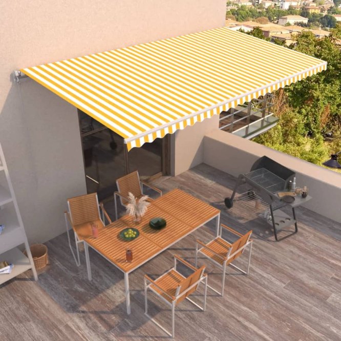 vidaXL Toldo retrátil manual 300x250 cm laranja e castanho