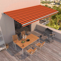 vidaXL Toldo retrátil automático 400x300 cm laranja e castanho