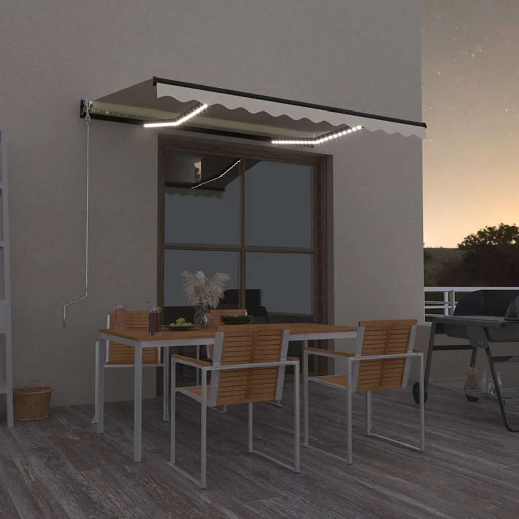 vidaXL Toldo retrátil manual c/ LED 300x250 cm antracite