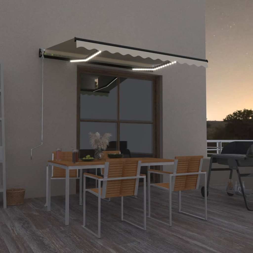vidaXL Toldo retrátil manual c/ LED 300x250 cm antracite