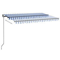 vidaXL Toldo autom. LED e sensor de vento 400x300 cm azul e branco