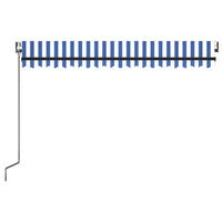 vidaXL Toldo autom. LED e sensor de vento 400x300 cm azul e branco