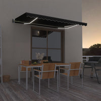 vidaXL Toldo autom. LED e sensor de vento 400x300 cm azul e branco