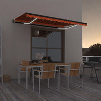 vidaXL Toldo autom. LED e sensor de vento 400x300 cm azul e branco