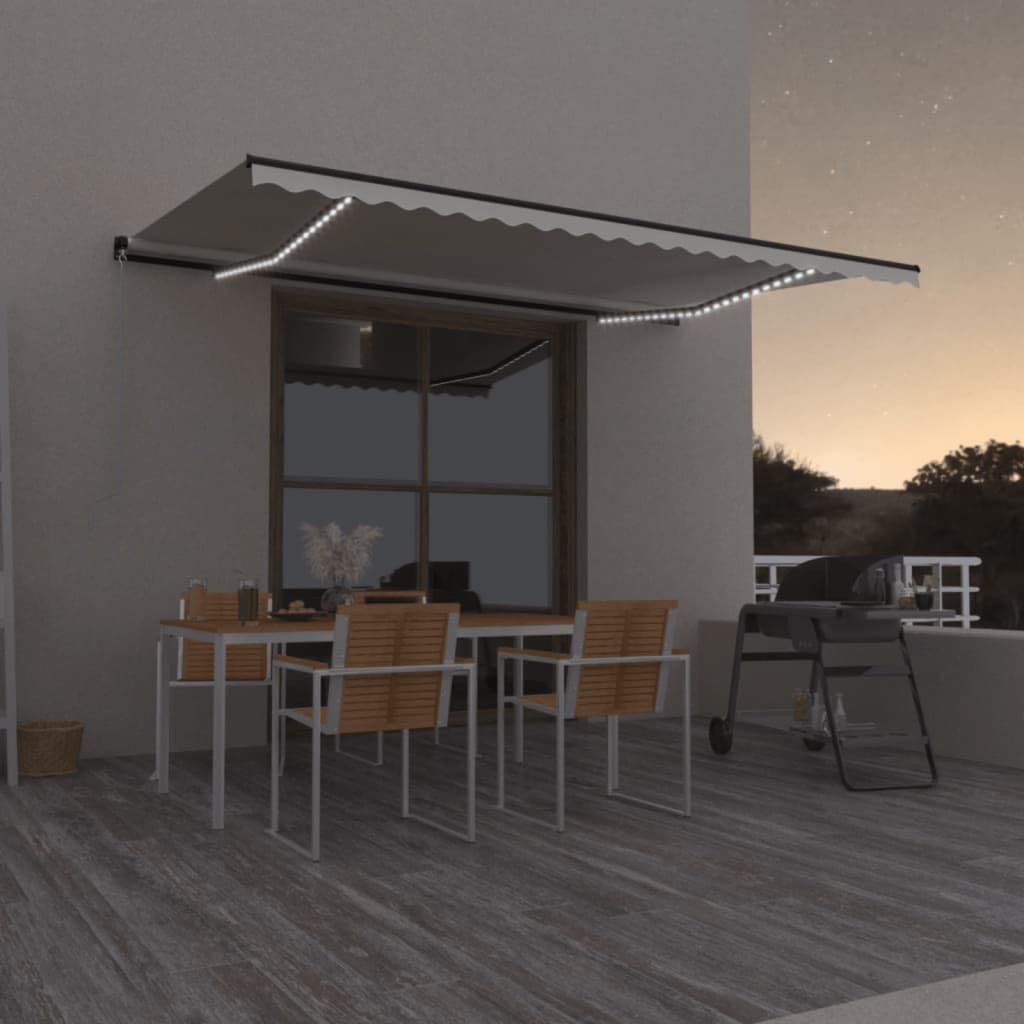 vidaXL Toldo retrátil manual c/ LED 300x250 cm antracite