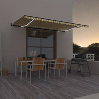 vidaXL Toldo autom. LED e sensor de vento 400x300 cm azul e branco