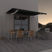 vidaXL Toldo autom. LED e sensor de vento 400x300 cm azul e branco