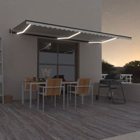 vidaXL Toldo autom. LED e sensor de vento 400x300 cm azul e branco