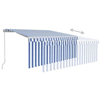 vidaXL Toldo retrátil manual com estore 3x2,5 m azul e branco