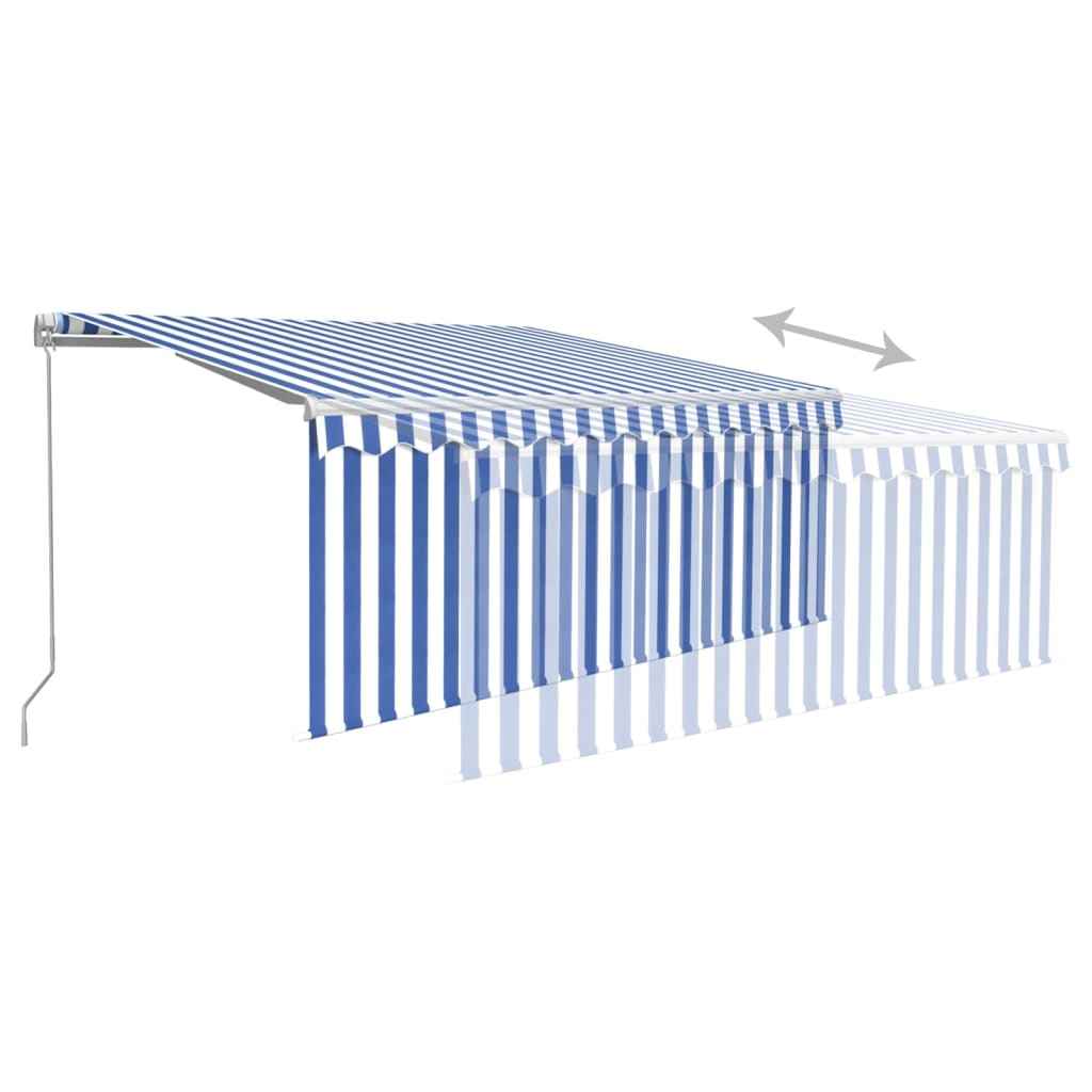 vidaXL Toldo retrátil manual com estore/LED 3x2,5 m azul e branco