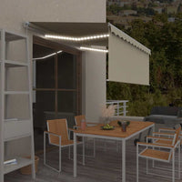 vidaXL Toldo retrátil manual com estore/LED 3x2,5 m azul e branco