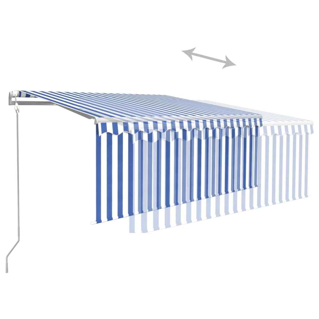 vidaXL Toldo retrátil automático com estore 3x2,5 m azul e branco